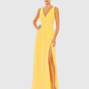 Chiffon Sleeveless Wrap Over A Line Gown
