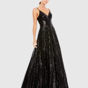 V-Neck Sequined Ball Gown - FINAL SALE
