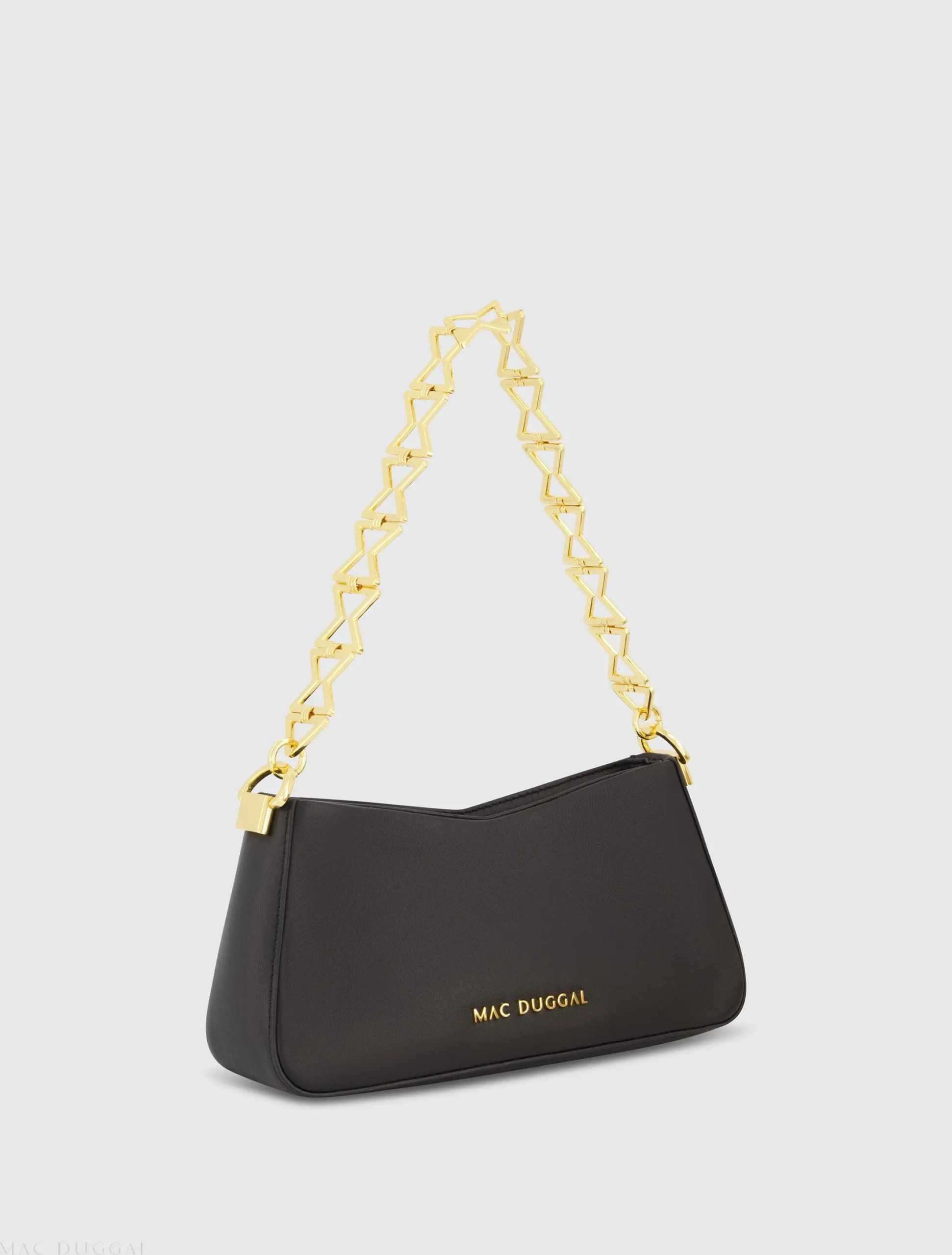 Black Small Gold Strap Nappa Leather Shoulder Bag - Image 2