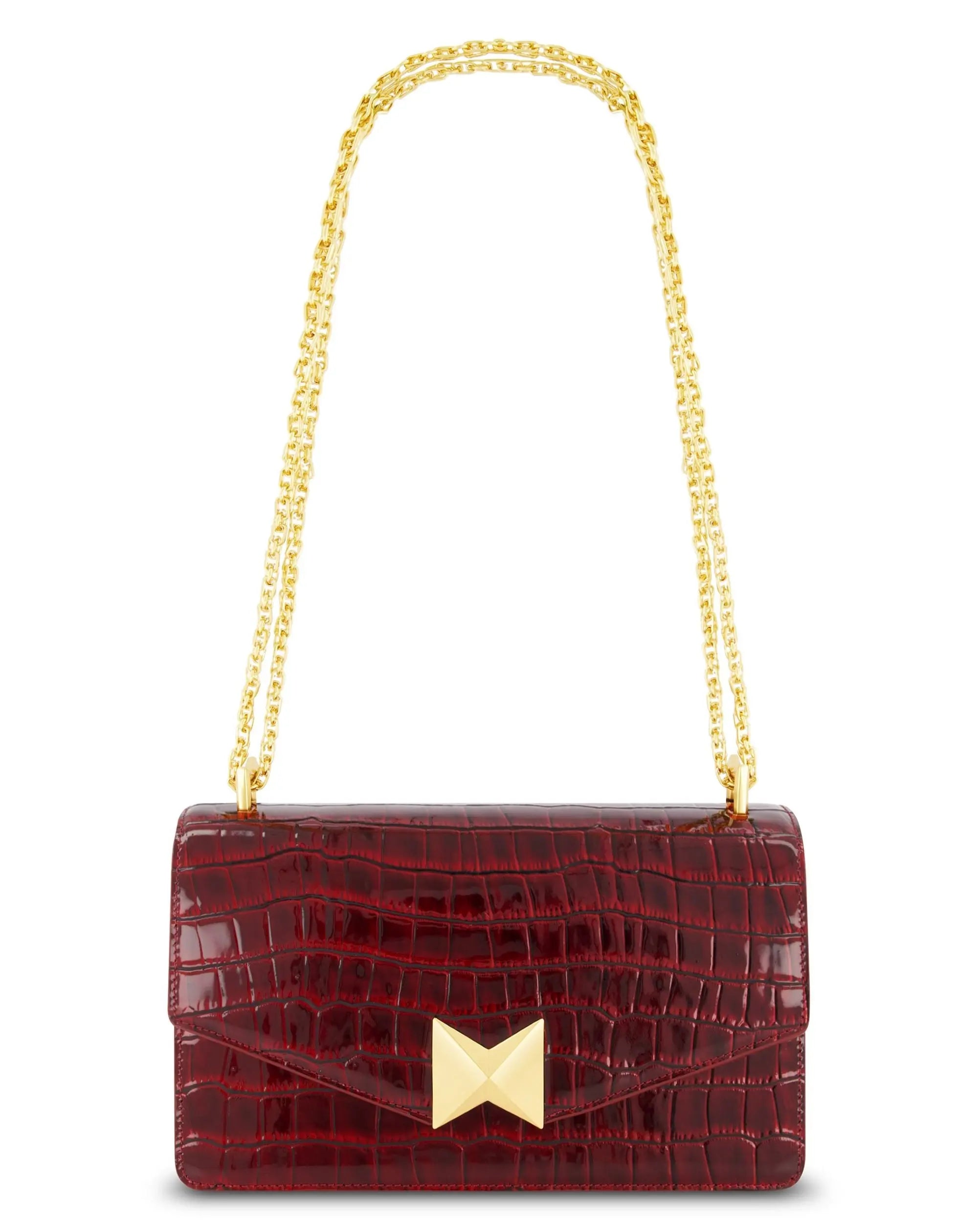 Red Crocodile Leather Shoulder Bag With Gold Hardware - FINAL SALE - Image 6