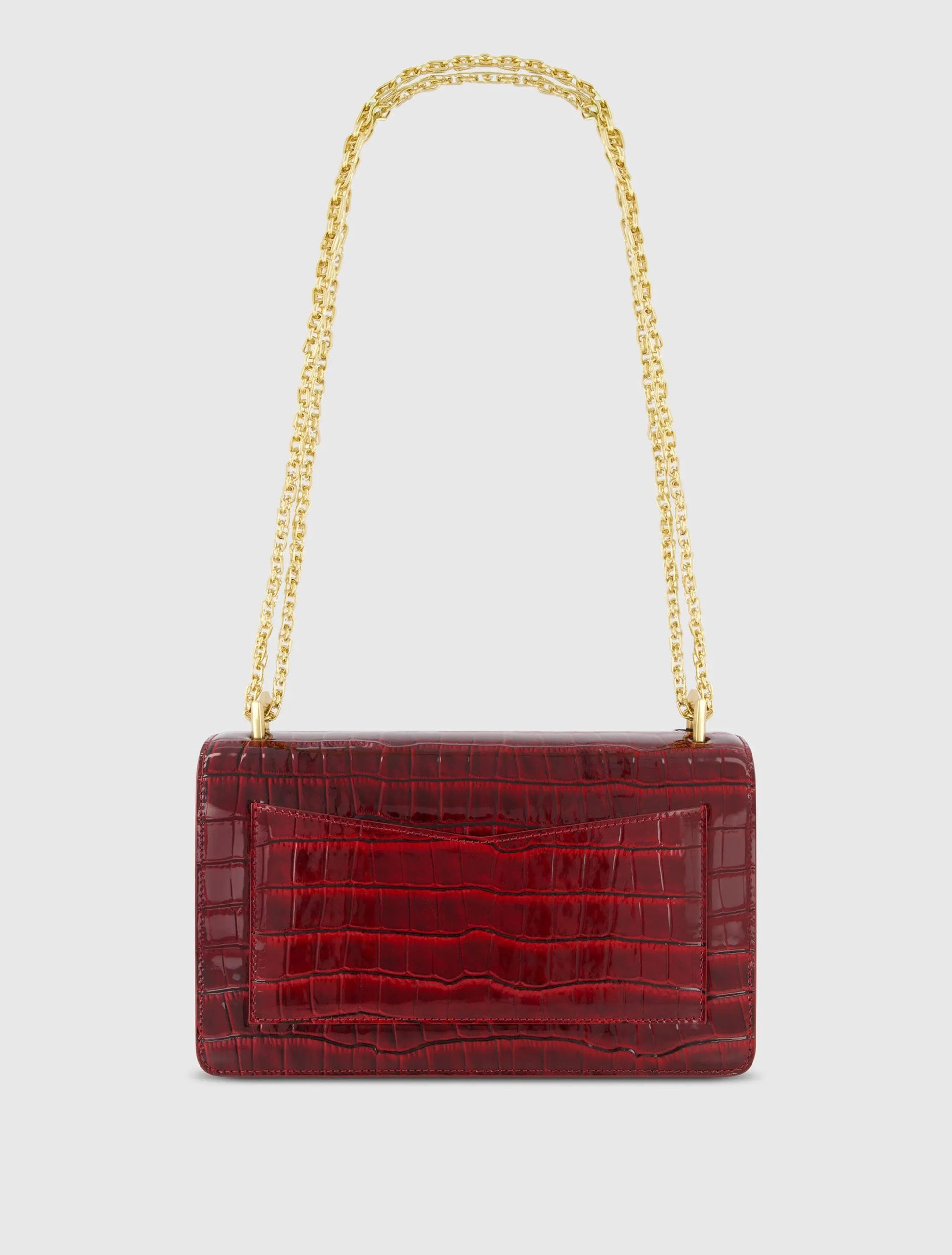 Red Crocodile Leather Shoulder Bag With Gold Hardware - FINAL SALE - Image 3