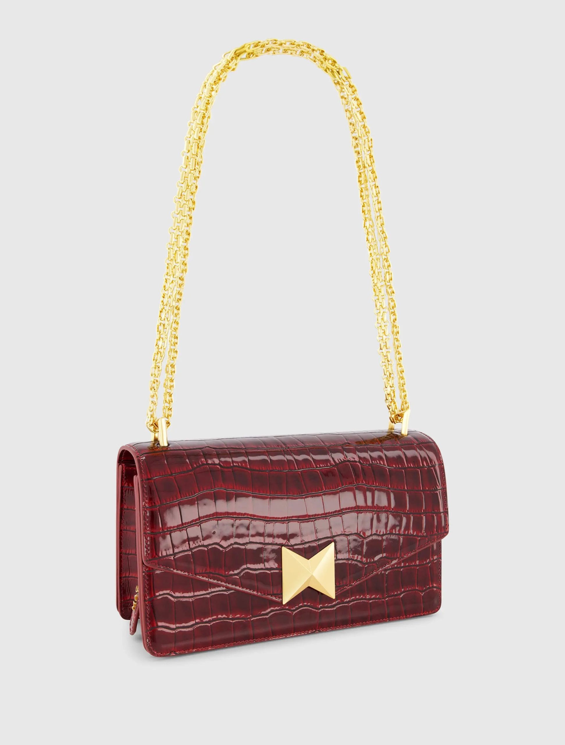 Red Crocodile Leather Shoulder Bag With Gold Hardware - FINAL SALE - Image 2