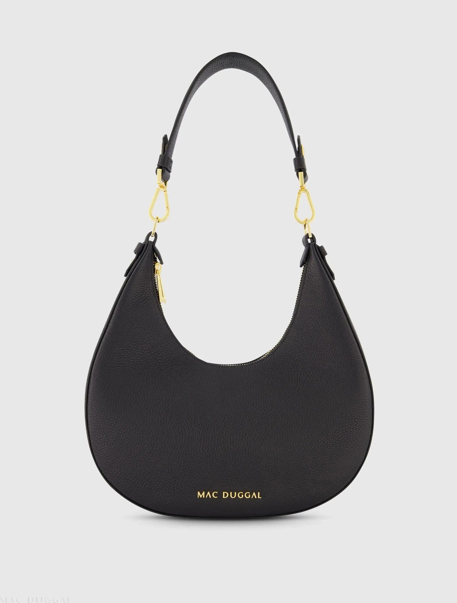 Grain Leather Hobo Bag With Gold Hardware - Image 2
