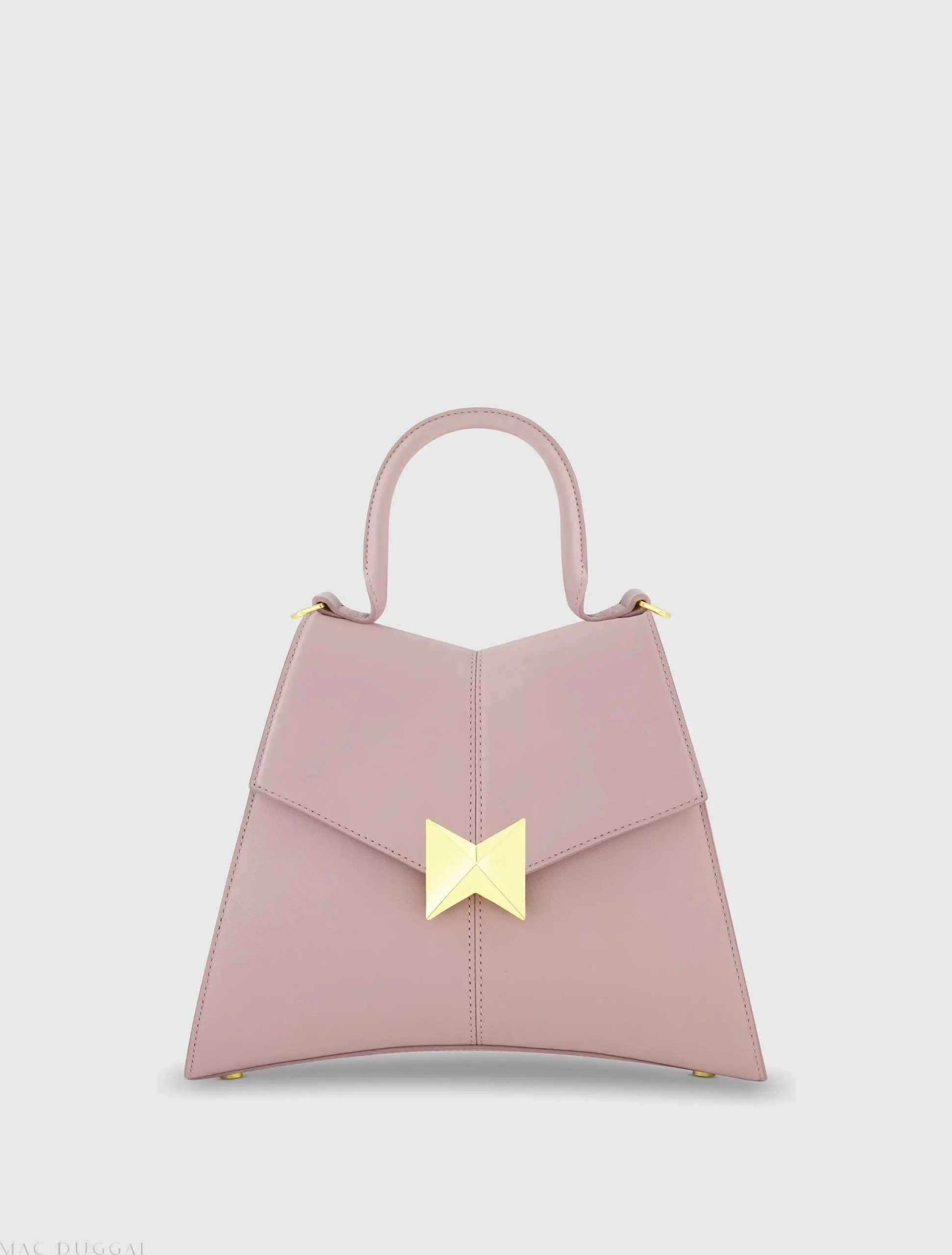 Purple Medium Angular Leather Handbag With Gold Hardware