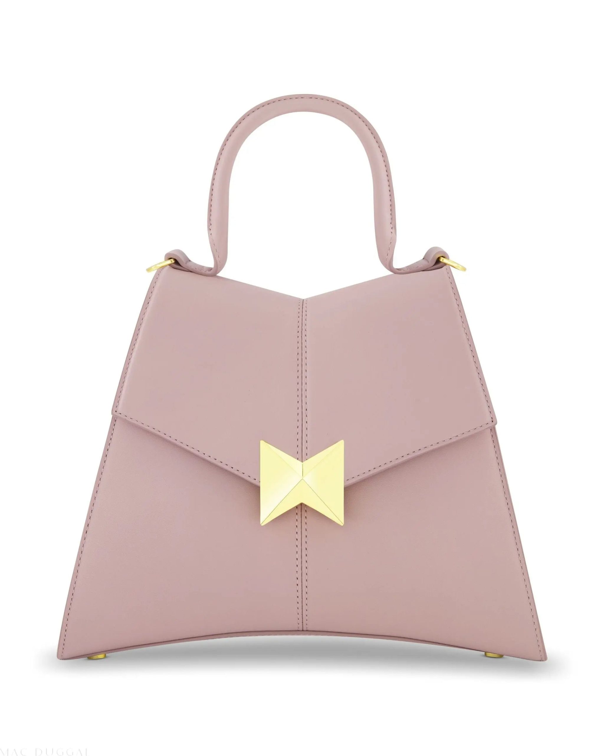 Purple Medium Angular Leather Handbag With Gold Hardware - Image 5