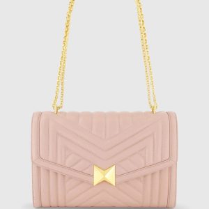 Pink Quilted Napa Leather Handbag With Gold Hardware - FINAL SALE