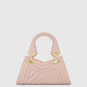 Pink Angular Quilted Napa Leather Handbag