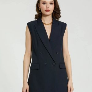Tailored Crepe Sleeveless Blazer Vest - FINAL SALE